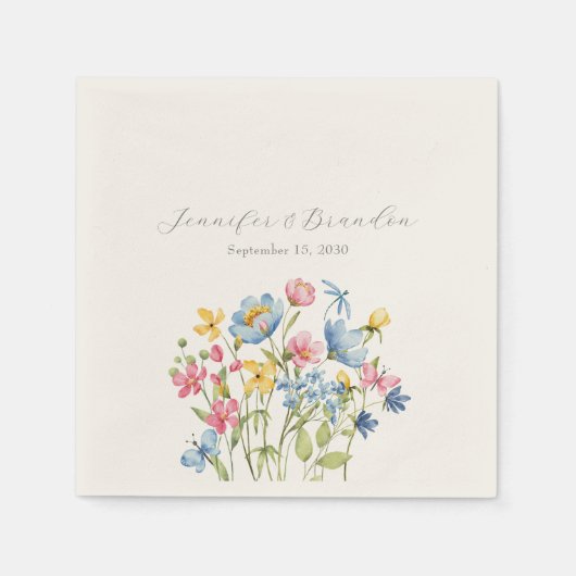 Elegante Bruidsbloemen Bruiloft Servet (Voorkant)