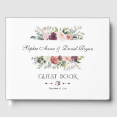 Elegante bruidsbloemstuk in bruidskrans met ivoor  gastenboek (Voorkant)