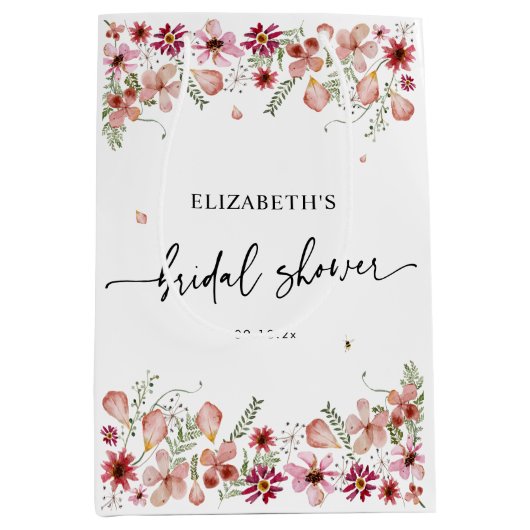 Elegante Bruidsboeket Bruiloftsshower Medium Cadeauzakje (Voorkant)