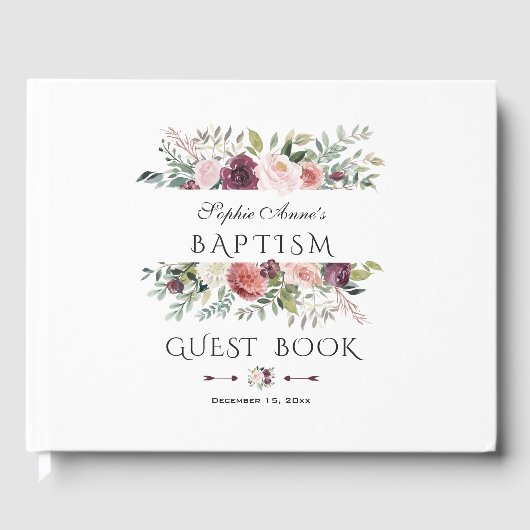 Elegante bruidsboeket met bruine,  ivoorkleurige b gastenboek (Voorkant)