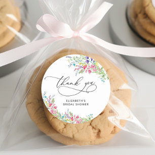 Elegante Bruidsbruiloft met Wilde Bloemen Bedankt Ronde Sticker
