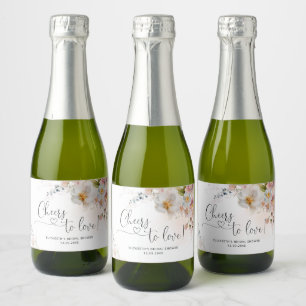 Elegante bruidsdouche met wilde bloemen Mousserend Sparkling Wijnetiket