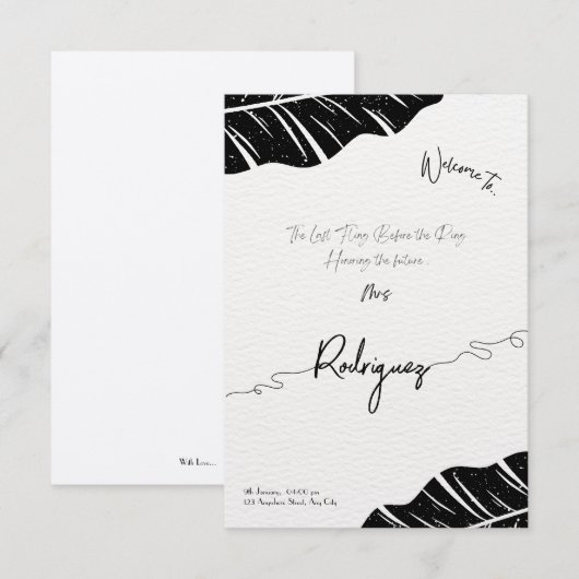 Elegante bruidsdouche uitnodiging Flat Kaart (Voorkant / Achterkant)