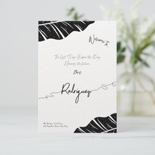 Elegante bruidsdouche uitnodiging Flat Kaart (Staand voorkant)