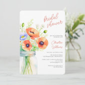 Elegante bruidsdouche uitnodiging met wilde bloeme (Staand voorkant)
