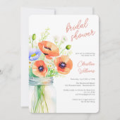 Elegante bruidsdouche uitnodiging met wilde bloeme (Voorkant)