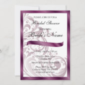Elegante bruidsdouche uitnodiging - Paarse (Voorkant)