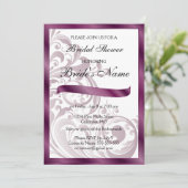 Elegante bruidsdouche uitnodiging - Paarse (Staand voorkant)