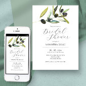 Elegante bruidsdouche uitnodigingen Waterverf Oliv