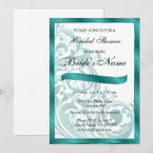 Elegante bruidsdoucheuitnodiging - Blauwgroen Kaart (Voorkant / Achterkant)