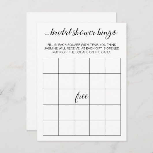 Elegante bruidsfeest bingo kaart spel postkaart (Voorkant / Achterkant)