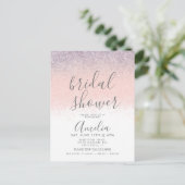 Elegante bruidsfeest faux ombré glitters roze  briefkaart (Staand voorkant)