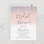 Elegante bruidsfeest faux ombré glitters roze  briefkaart (Voorkant / Achterkant)