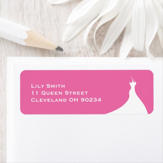 Elegante bruidsfeest fuchsia label (Insitu)