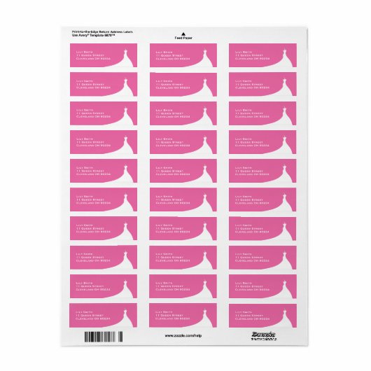Elegante bruidsfeest fuchsia label (Full Sheet)