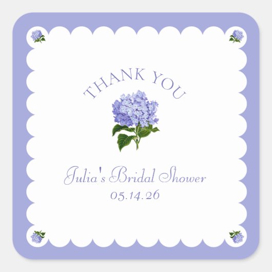 Elegante Bruidsfeest Hydrangea Kantwerk Rand Vierkante Sticker (Voorkant)