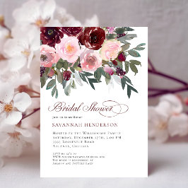 Elegante bruidsfeest in burgundy en blush tinten kaart