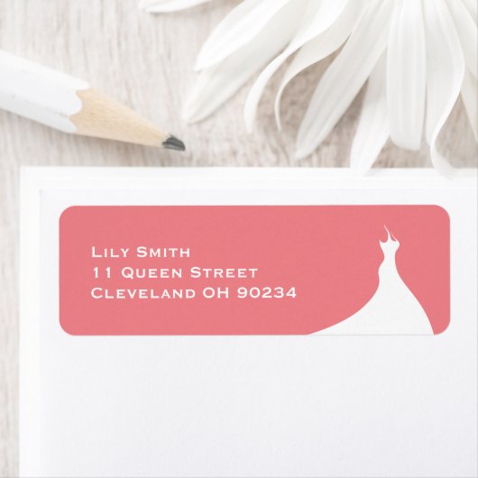 Elegante bruidsfeest koraal label (Insitu)