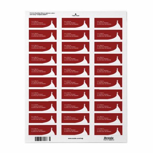 Elegante bruidsfeest rode label (Full Sheet)