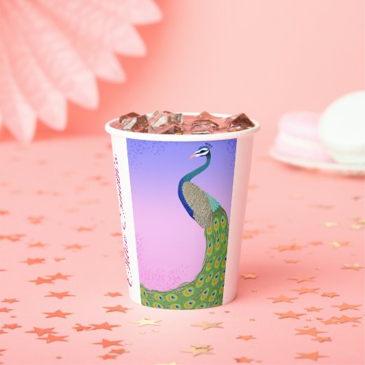 Elegante bruidsfeest Thema Pauw Papieren Bekers (Insitu)