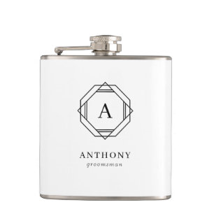 Elegante bruidsjonker monogram vinyl omwikkelde fl heupfles