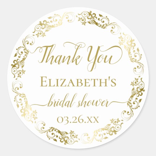 Elegante bruidsjurk bruiloft bedankt stickers met  (Voorkant)