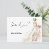Elegante bruidsjurk bruiloft bruidsjurk bruiloft b bedankkaart (Staand voorkant)