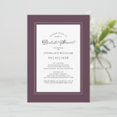 Elegante bruidsjurk bruiloft calligraphy paars kaart (Staand voorkant)