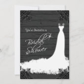 Elegante bruidsjurk op rustiek zwart hout kaart (Voorkant)