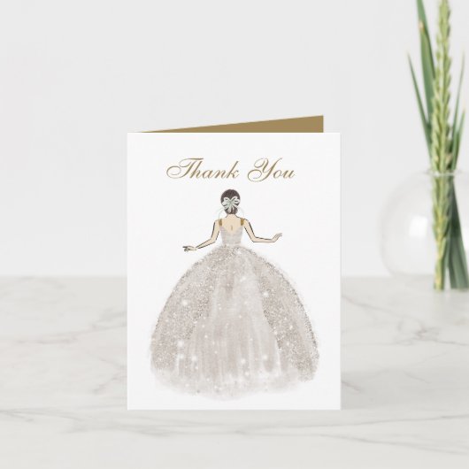 Elegante bruidsjurk shower bedankkaart (Voorkant)