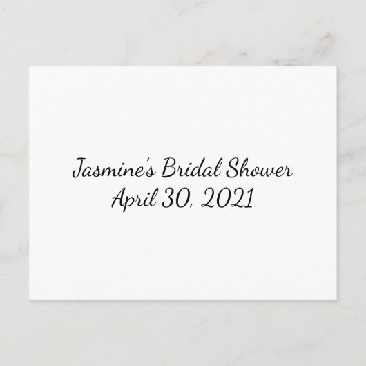 Elegante bruidsjurk shower bingokaart spel postkaa uitnodiging briefkaart (Achterkant)