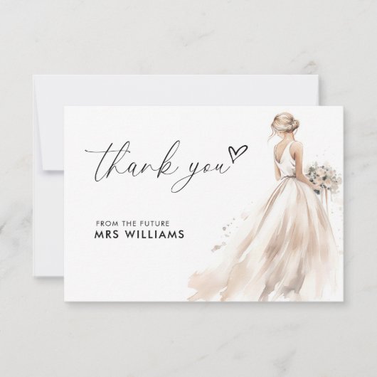 Elegante Bruidsjurk Trouwjurk Bruids-Shower Bedank Bedankkaart (Voorkant)