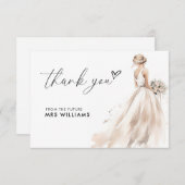 Elegante Bruidsjurk Trouwjurk Bruids-Shower Bedank Bedankkaart (Voorkant / Achterkant)