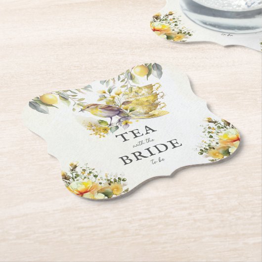 Elegante Bruidslemon Vintage Theepartij Kartonnen Onderzetters (Gekanteld)