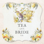 Elegante Bruidslemon Vintage Theepartij Kartonnen Onderzetters (Voorkant)
