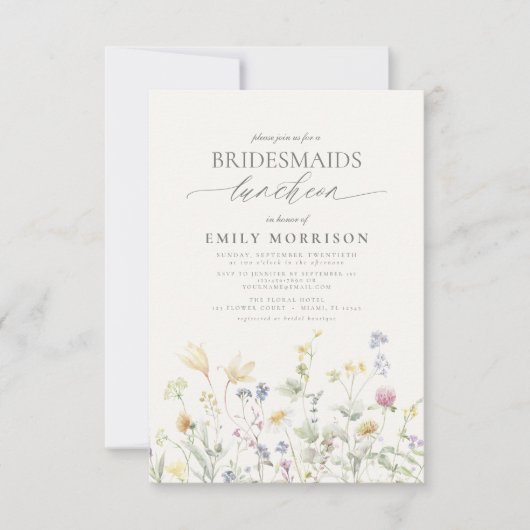 Elegante bruidslunch Wildflower Kaart (Voorkant)