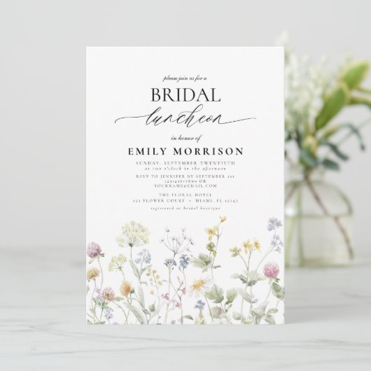 Elegante bruidslunch Wildflower Kaart (Staand voorkant)