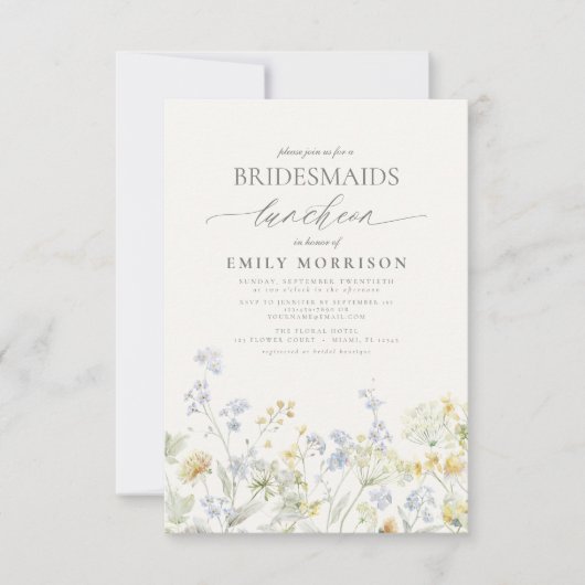 Elegante bruidslunch Wildflower Kaart (Voorkant)