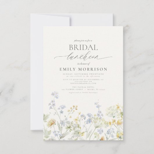 Elegante bruidslunch Wildflower Kaart (Voorkant)
