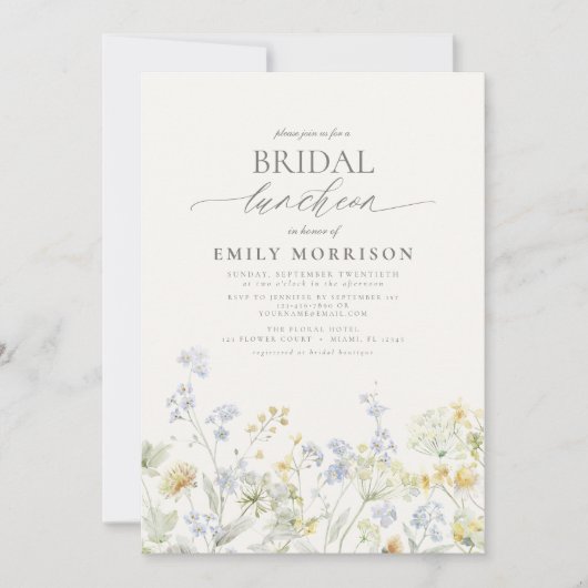 Elegante bruidslunch Wildflower Kaart (Voorkant)