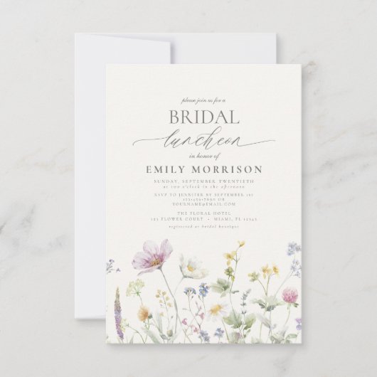 Elegante bruidslunch Wildflower Kaart (Voorkant)