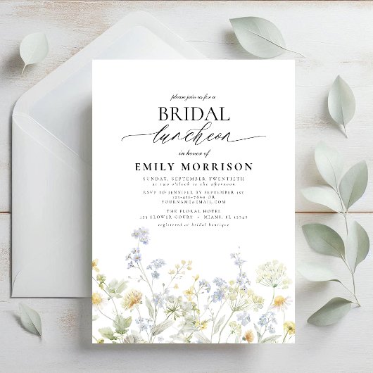 Elegante bruidslunch Wildflower Kaart