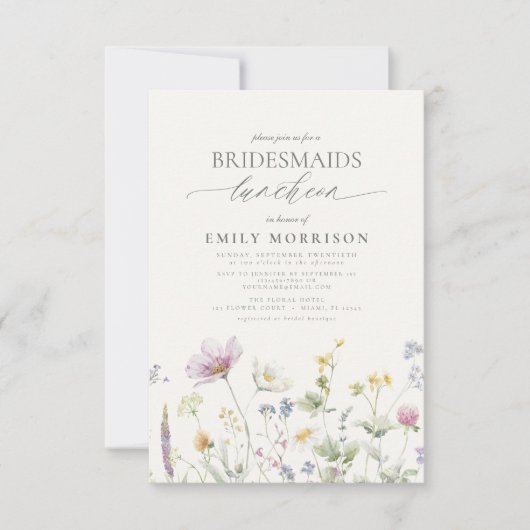 Elegante bruidslunch Wildflower Kaart (Voorkant)