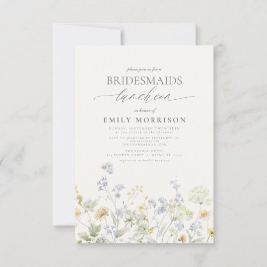 Elegante bruidslunch Wildflower Kaart (Voorkant)