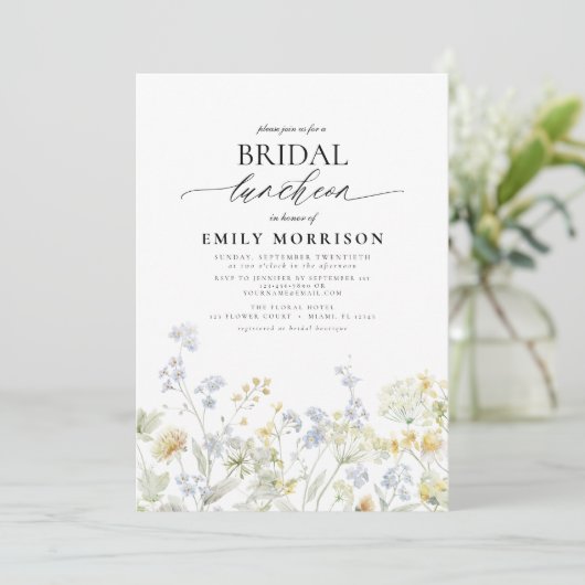 Elegante bruidslunch Wildflower Kaart (Staand voorkant)