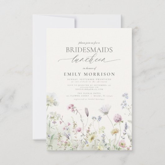 Elegante bruidslunch Wildflower Kaart (Voorkant)