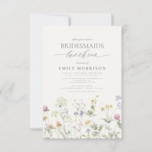 Elegante bruidslunch Wildflower Kaart (Voorkant)