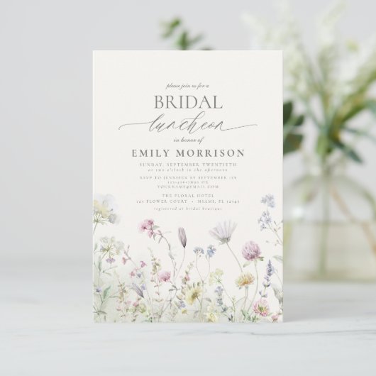 Elegante bruidslunch Wildflower Kaart (Staand voorkant)