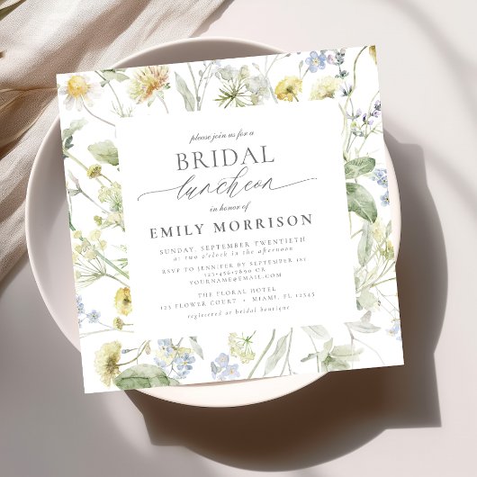 Elegante bruidslunch Wildflower Sage Green Kaart