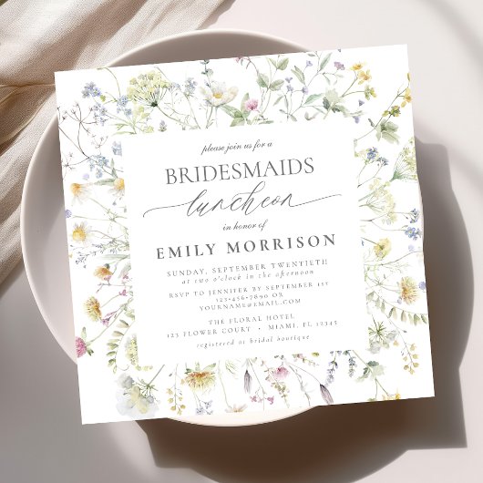 Elegante bruidslunch Wildflower Sage Green Kaart